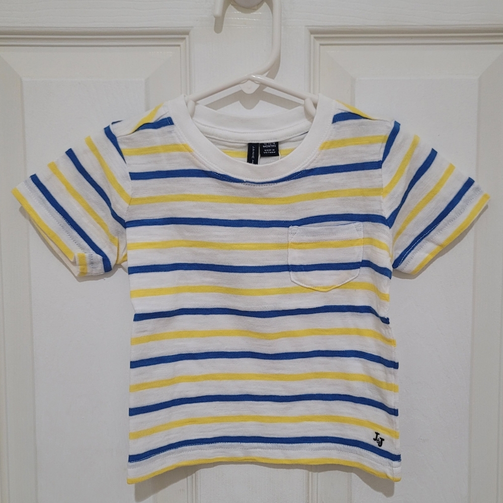 Janie And Jack Yellow White Blue Striped Cotton T-Shirt